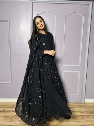Black Midnight Elegance Georgette Suit ClothsVilla