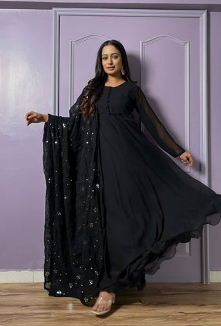 Black Midnight Elegance Georgette Suit ClothsVilla