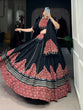 Load image into Gallery viewer, Black Navratri Lehenga Choli with Printed and Gota Patti Embellishments ClothsVilla