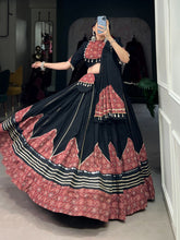 Load image into Gallery viewer, Black Navratri Lehenga Choli with Printed and Gota Patti Embellishments ClothsVilla