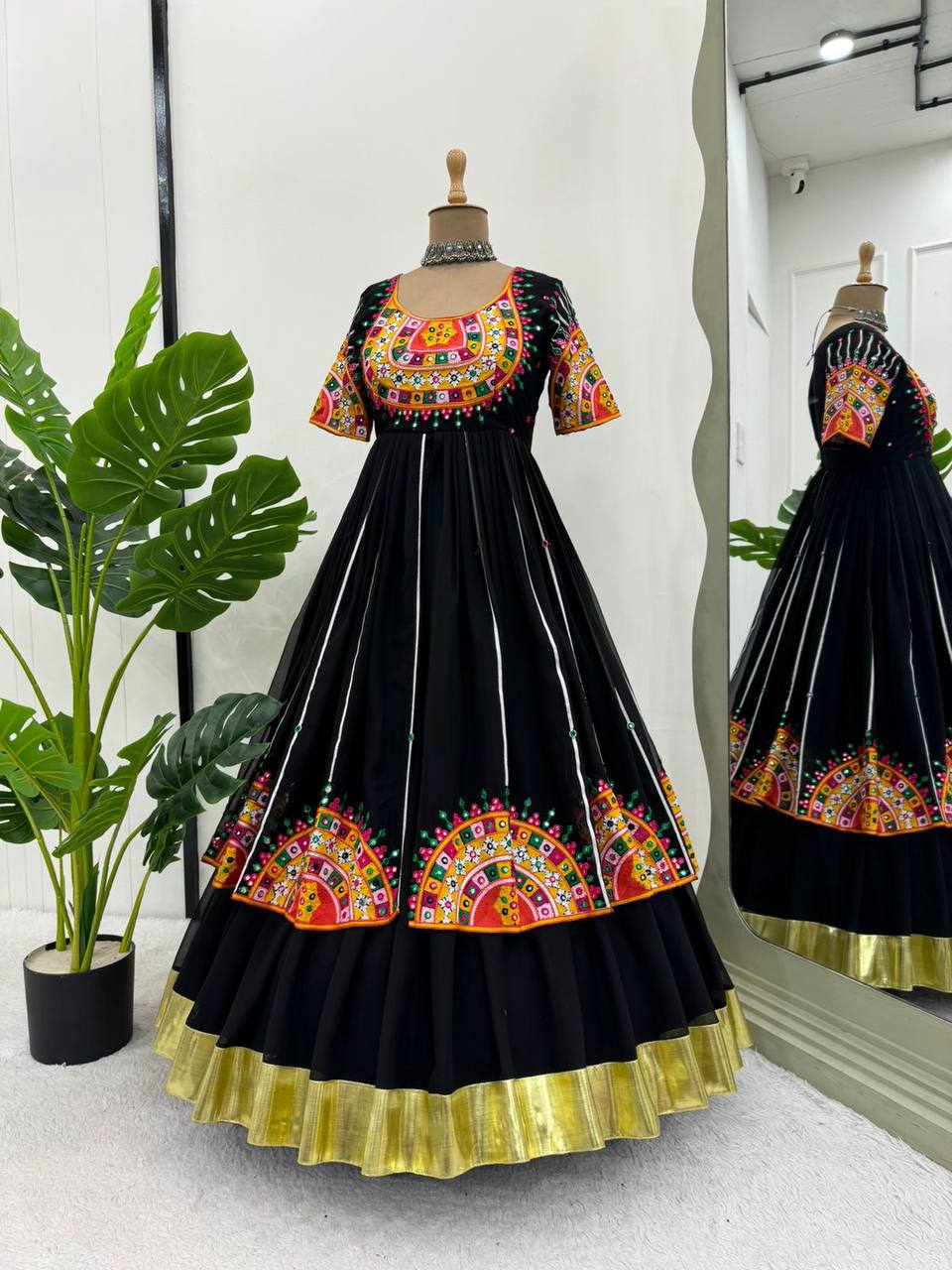 Black Navratri Special Georgette Ensemble ClothsVilla