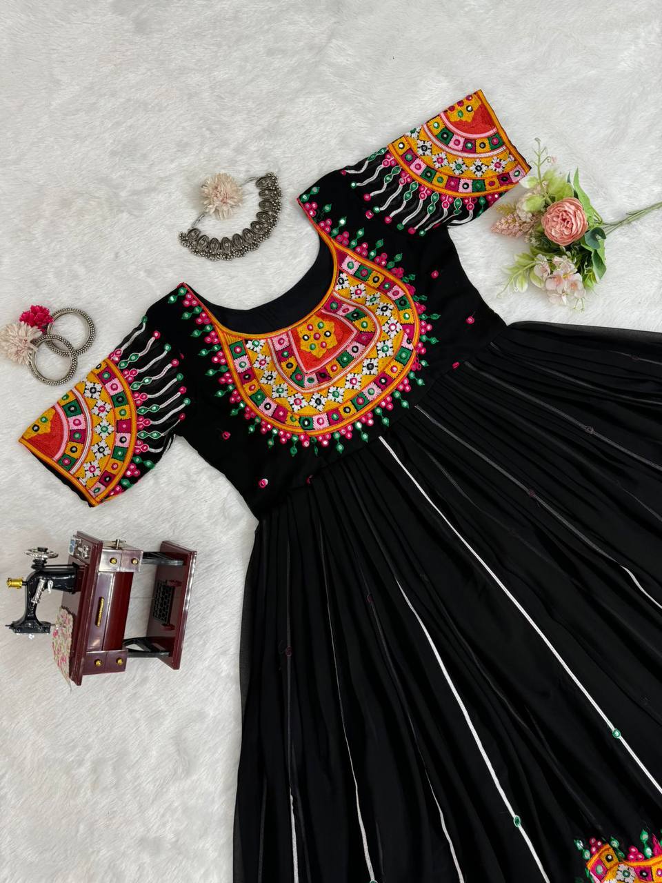 Black Navratri Special Georgette Ensemble ClothsVilla