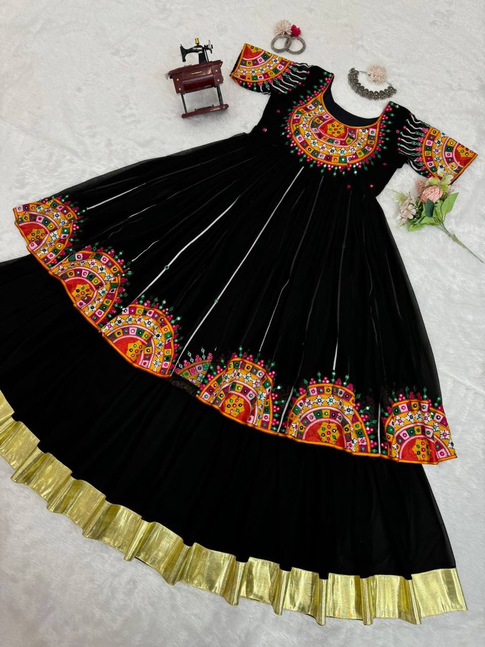 Black Navratri Special Georgette Ensemble ClothsVilla