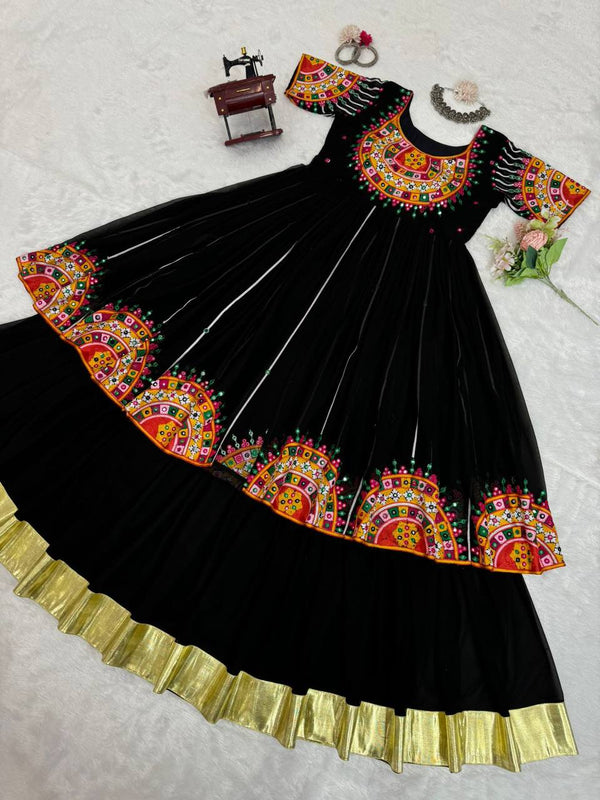 Black Navratri Special Georgette Ensemble ClothsVilla