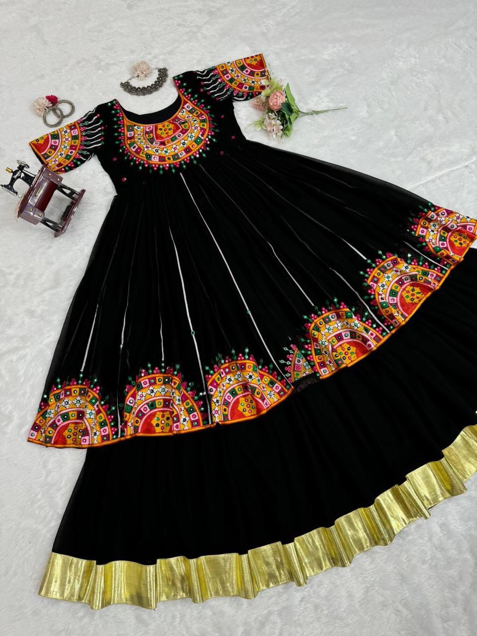 Black Navratri Special Georgette Ensemble ClothsVilla