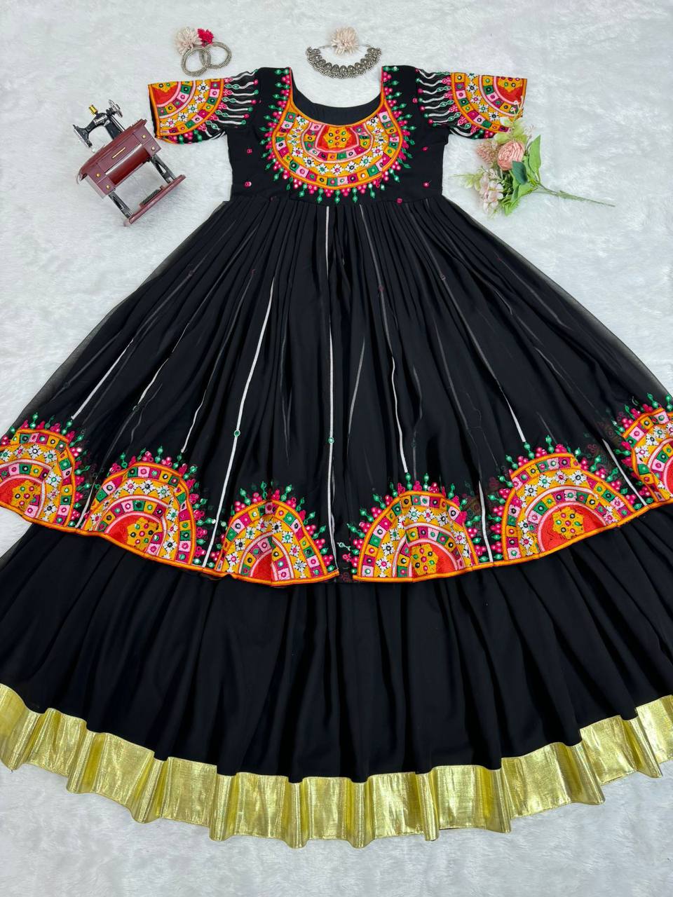 Black Navratri Special Georgette Ensemble ClothsVilla