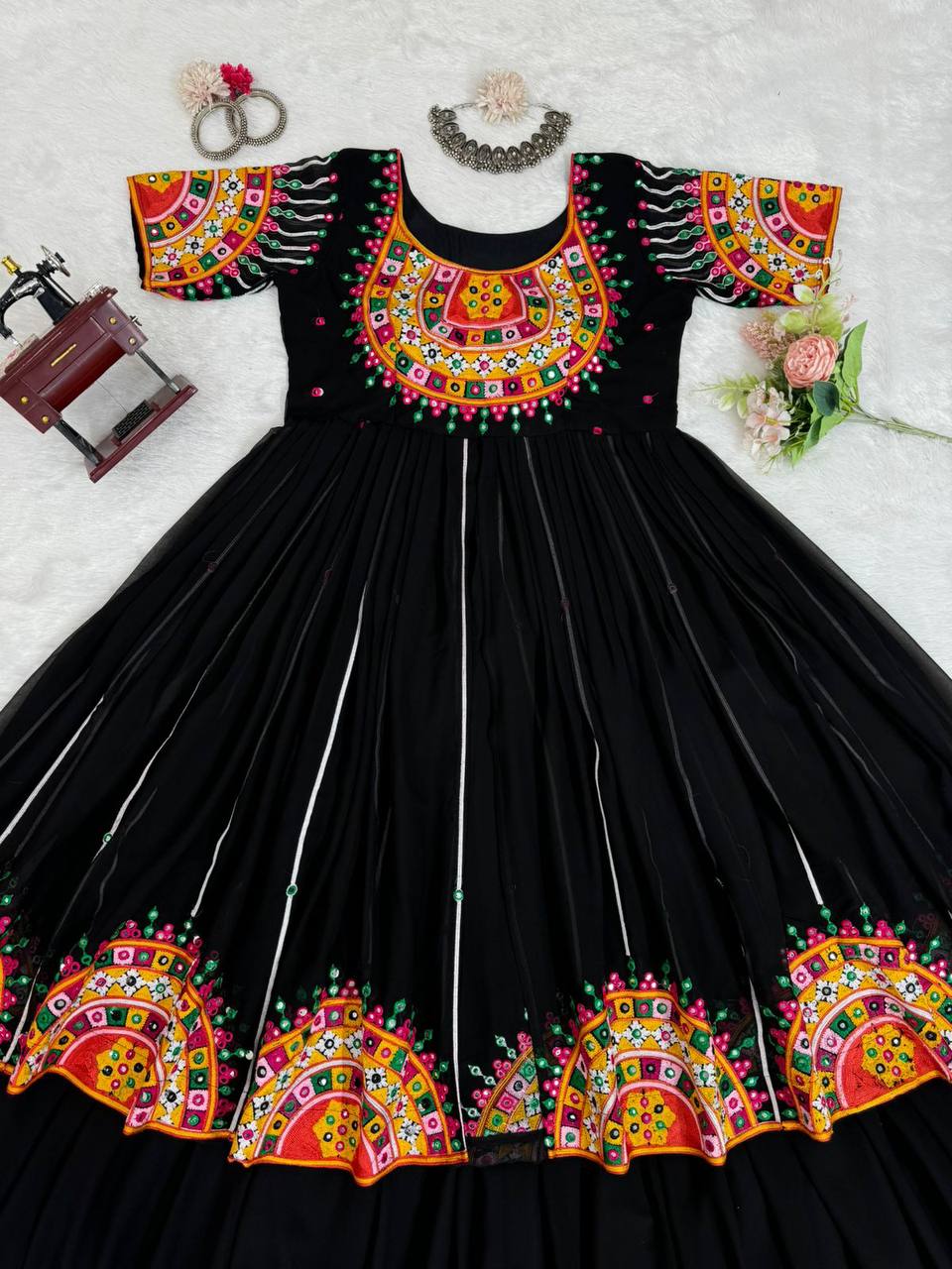 Black Navratri Special Georgette Ensemble ClothsVilla