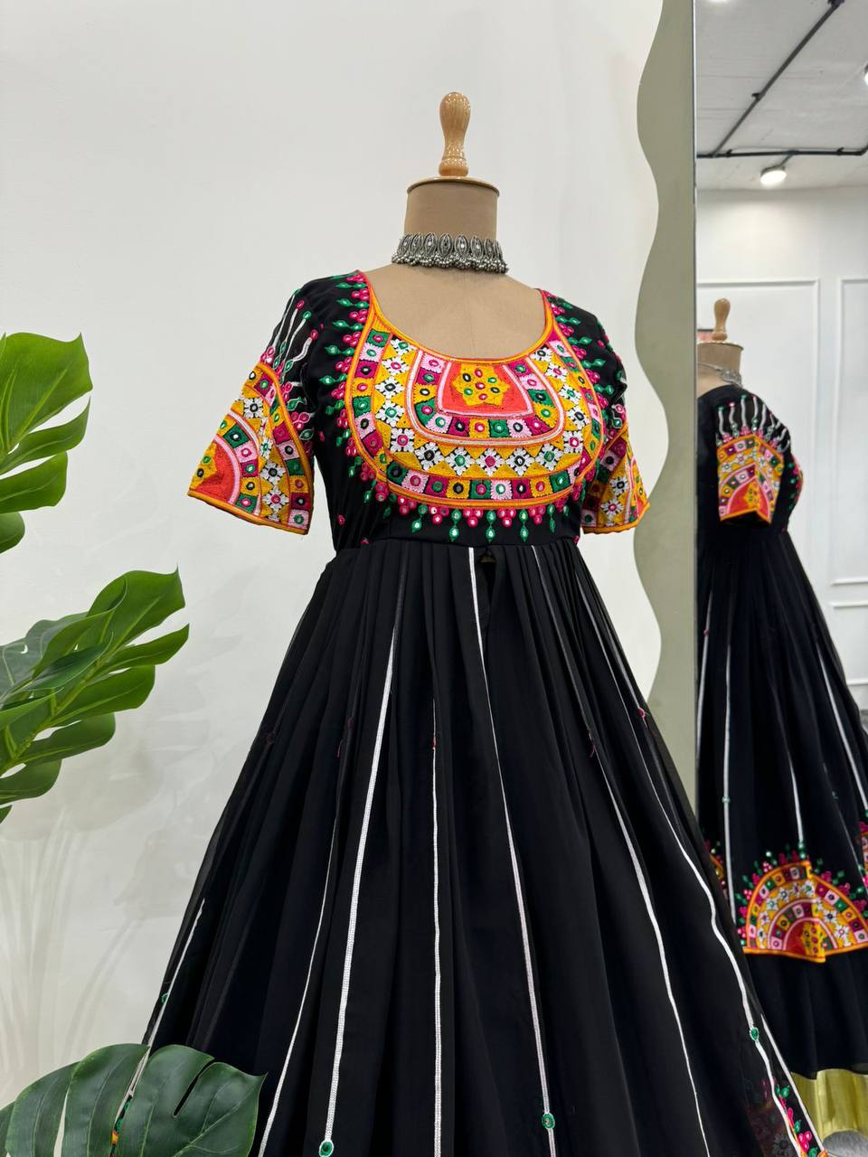 Black Navratri Special Georgette Ensemble ClothsVilla