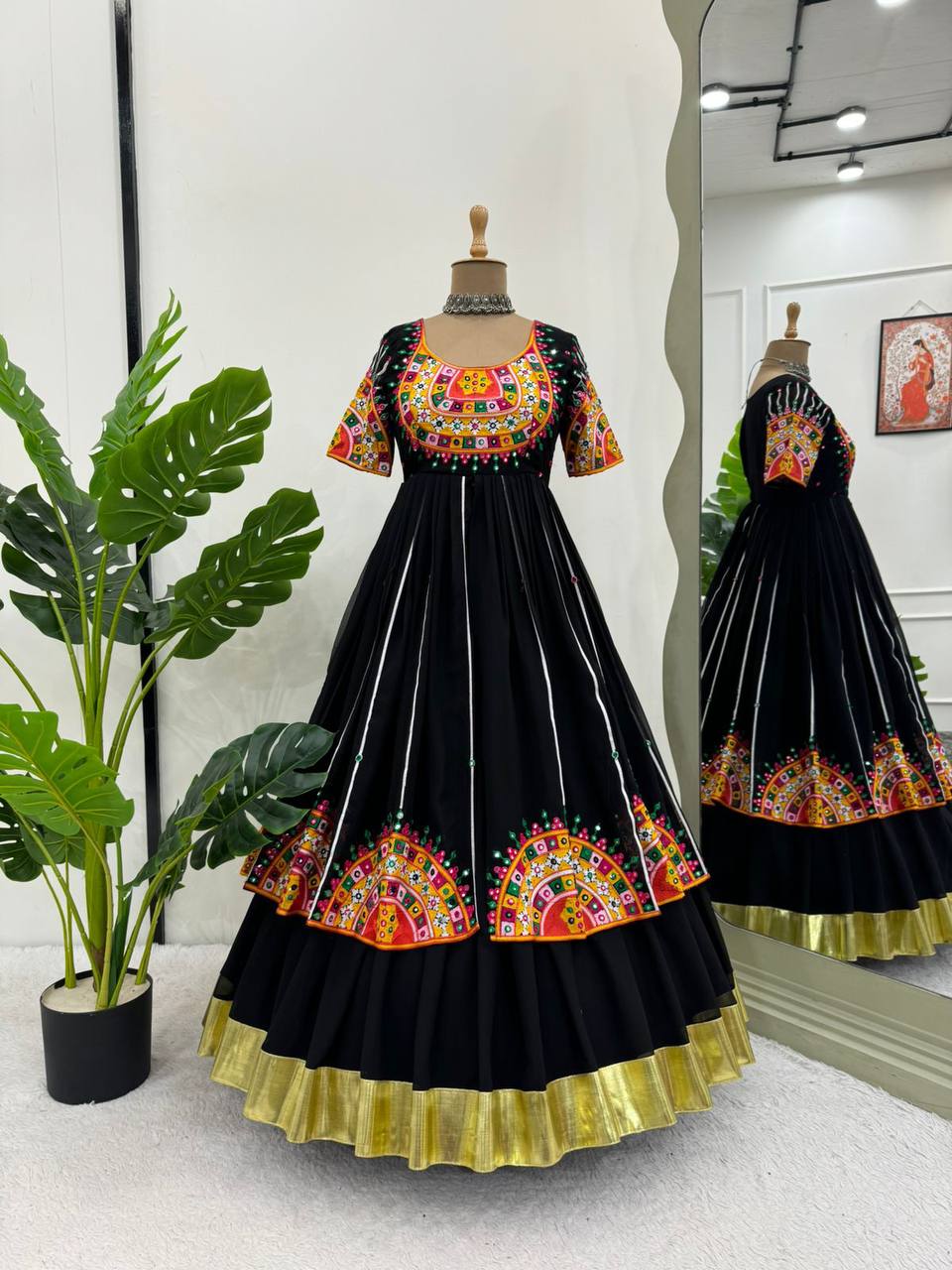 Black Navratri Special Georgette Ensemble ClothsVilla