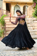 Load image into Gallery viewer, Black Navratri Special Gown with Kutchi Gamthi Embroidery – 3 Layer Frill &amp; 12 Meter Flair ClothsVilla