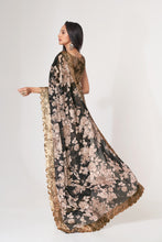 Load image into Gallery viewer, Black Organza Saree with Sequin Embroidery and Digital Print ClothsVilla