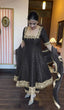 Load image into Gallery viewer, Black Party Wear Pur Vichitra Silk Anarkali Gown with Dupatta Set