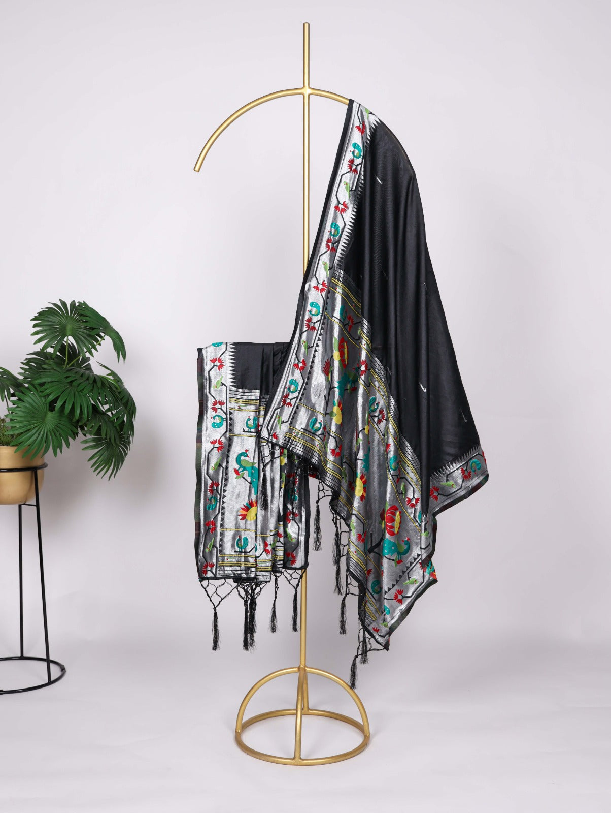 Vivid Tradition, Woven Beauty: The Black Pathani Dupatta ClothsVilla