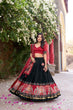 Load image into Gallery viewer, Black Patola Print Tussar Silk Lehenga Set with Gotta Patti Dupatta ClothsVilla