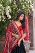Load image into Gallery viewer, Black Patola Print Tussar Silk Lehenga Set with Gotta Patti Dupatta ClothsVilla
