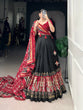 Load image into Gallery viewer, Black Patola Print Tussar Silk Lehenga Set with Gotta Patti Dupatta ClothsVilla