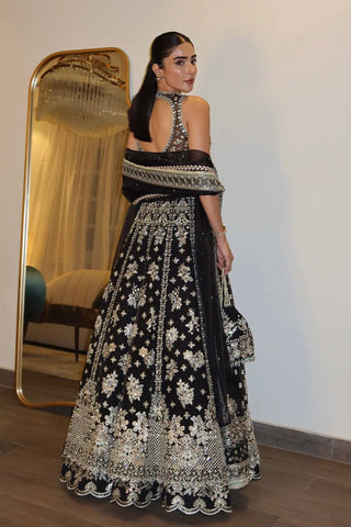 Black Premium Chinon Silk Lehenga Set ClothsVilla