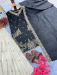 Load image into Gallery viewer, Black Premium Designer Party Wear Heavy Chinon Silk Top, Palazzo &amp; Dupatta Set