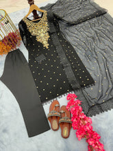 Load image into Gallery viewer, Black Premium Designer Party Wear Top, Bottom &amp; Dupatta Set Clothsvilla