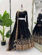 Load image into Gallery viewer, Black Premium Fox Georgette Semi-Stitched Lehenga Set with Sequins &amp; Dual-Side Embroidered Blouse Clothsvilla
