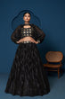 Load image into Gallery viewer, Black Premium Georgette Semi-Stitched Lehenga with Zari, Sequins &amp; Embroidery Work and Unstitched Matching Blouse ClothsVilla
