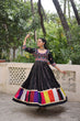 Load image into Gallery viewer, Black Premium Roman Fabric Gown with Multicolour Thread &amp; Gota Lace Embellishments ClothsVilla