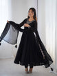 Load image into Gallery viewer, Black Premium Soft Fox Georgette Fully Flared Anarkali Set with Dupatta &amp; Pant Clothsvilla