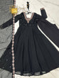 Load image into Gallery viewer, Black Premium Soft Fox Georgette Fully Flared Anarkali Set with Dupatta &amp; Pant Clothsvilla