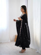 Load image into Gallery viewer, Black Premium Soft Fox Georgette Fully Flared Anarkali Set with Dupatta &amp; Pant Clothsvilla