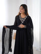 Load image into Gallery viewer, Black Premium Soft Fox Georgette Fully Flared Anarkali Set with Dupatta &amp; Pant Clothsvilla