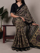 Load image into Gallery viewer, Black Printed Chanderi Polyester Viscose Saree with Zari Weaving Work &amp; Unstitched Blouse — Festive &amp; Traditional Party Wear Saree for Women ClothsVilla