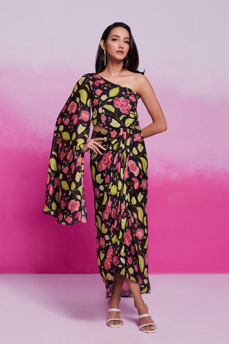 Black Printed Chinon Silk Kurta Set Ready To Wear Elegant Ensemble ClothsVilla