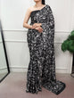 Load image into Gallery viewer, Black Printed Satin Silk Saree ClothsVilla