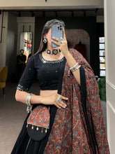 Load image into Gallery viewer, Black Pure Cotton Lehenga Choli Set with Purse ClothsVilla