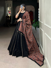 Load image into Gallery viewer, Black Pure Cotton Lehenga Choli Set with Purse ClothsVilla