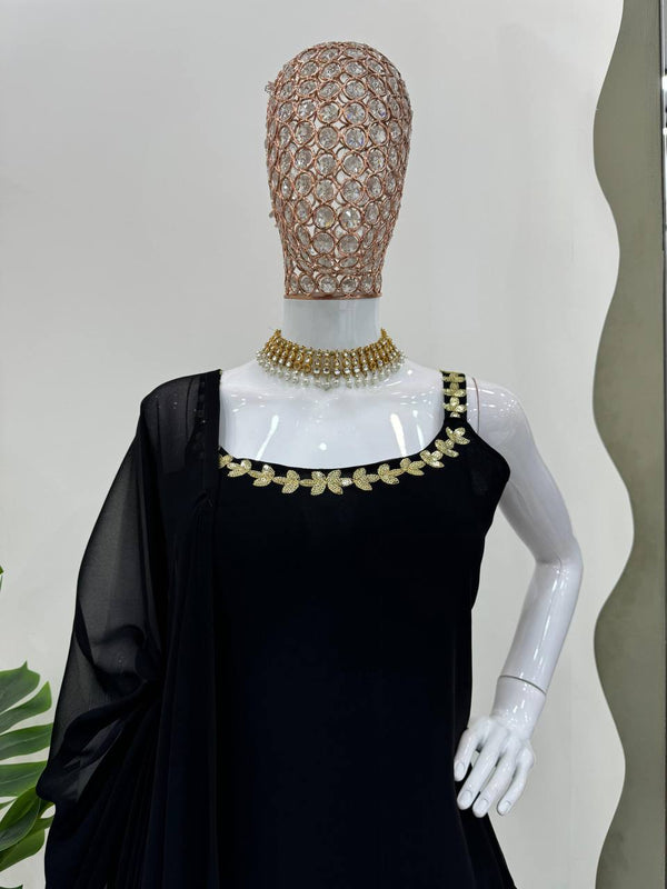 Black Rakhi Special Elegant Sharara Set ClothsVilla