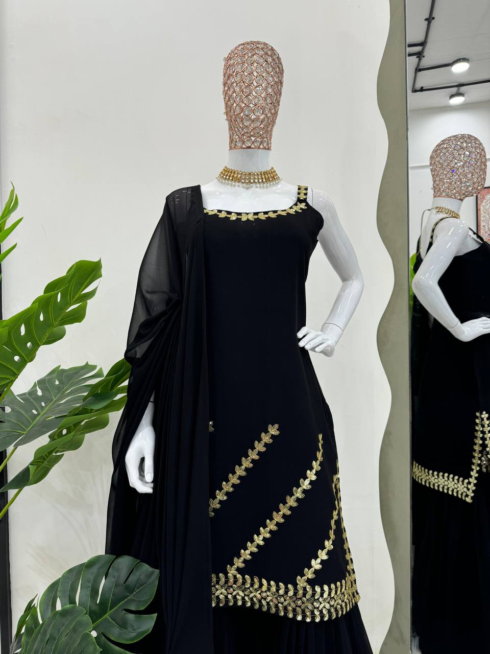 Black Rakhi Special Elegant Sharara Set ClothsVilla