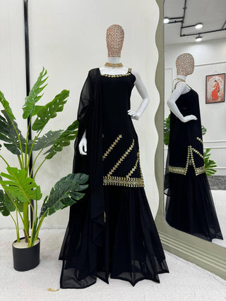 Black Rakhi Special Elegant Sharara Set ClothsVilla