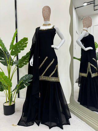 Black Rakhi Special Elegant Sharara Set ClothsVilla