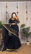 Load image into Gallery viewer, Black Ready-to-Wear Faux Georgette Lehenga Saree with Embroidery &amp; Sequence Work ClothsVilla