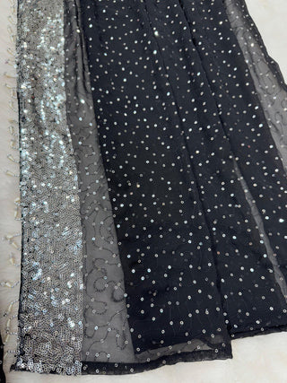 Black Ready-to-Wear Lehenga Saree – Elegant & Stylish