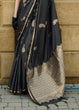 Load image into Gallery viewer, Black Regal Banarasi Satin Silk Saree – Timeless Elegance ClothsVilla