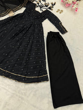 Load image into Gallery viewer, Black Ri8 Fashion Exclusive Flame Anarkali Gown Set with Dupatta and Palazzo Clothsvilla