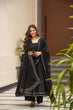 Load image into Gallery viewer, Black Ri8 Fashion Exclusive Flame Anarkali Gown Set with Dupatta and Palazzo Clothsvilla