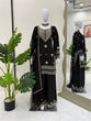 Load image into Gallery viewer, Black Roman Silk Embroidered Sharara Set with Faux Georgette Lace Border Dupatta ClothsVilla
