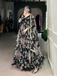 Load image into Gallery viewer, Black Sculpted Beauty Floral Print Marbel Gown with Lace Touch-Up Dupatta