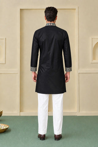 Black Silk Kurta Pant Set ClothsVilla