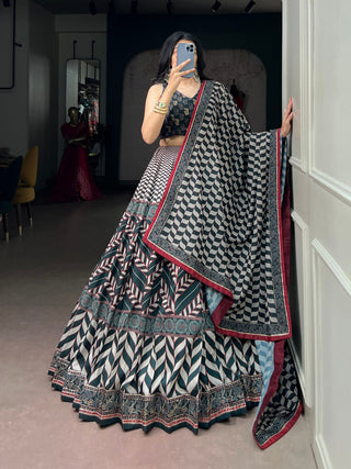 Black Silk Lehenga Set with Beadwork ClothsVilla