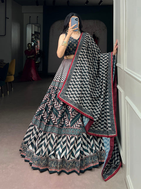 Black Silk Lehenga Set with Beadwork ClothsVilla Main image