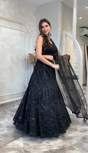 Black Slay in Style Elegant Net Lehenga Set for Special Occasions Clothsvilla
